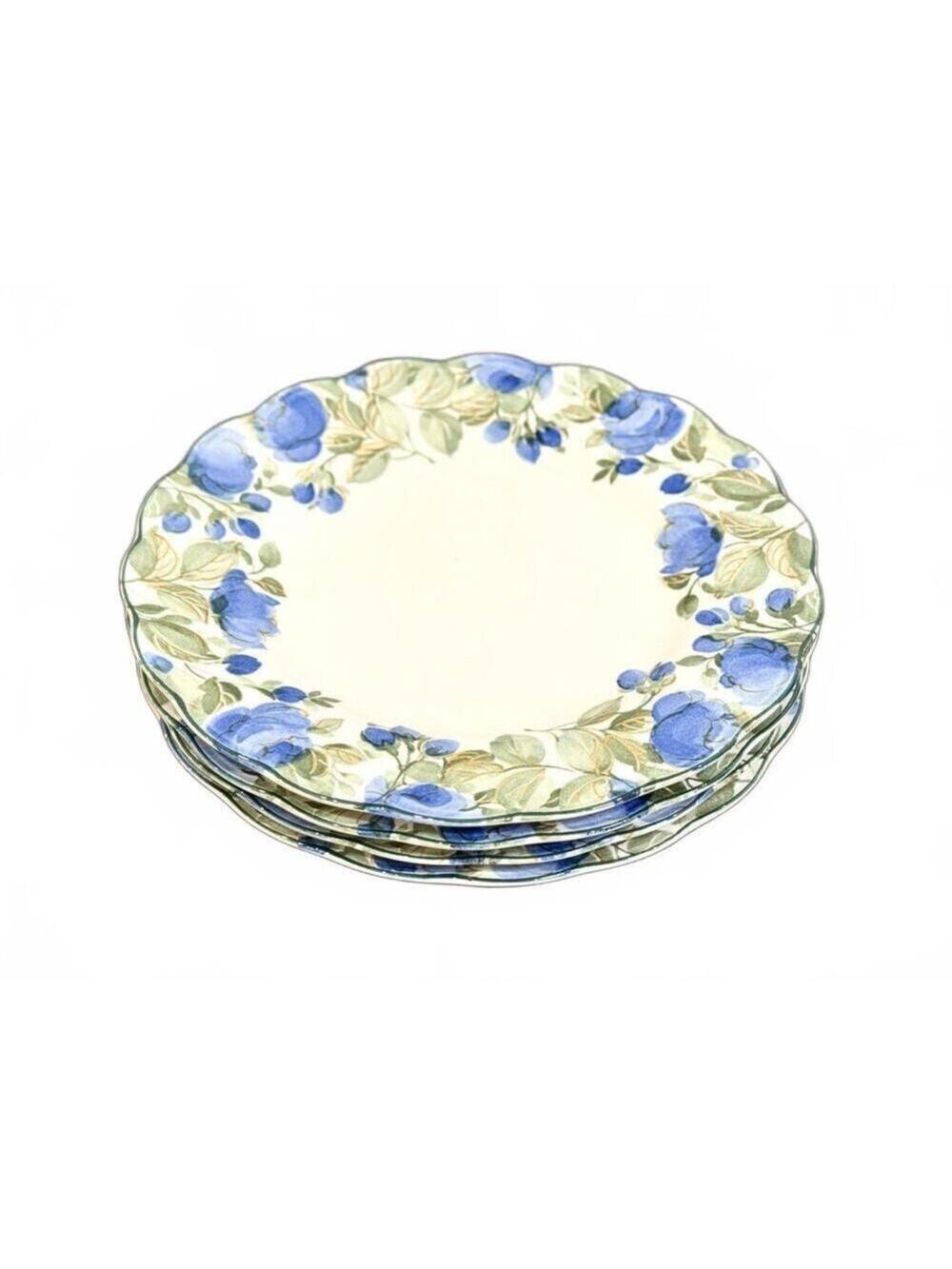 Set Of 4 Nikko Flirtatious Floral Scalloped 8" Salad Plates Japan Fine Tableware